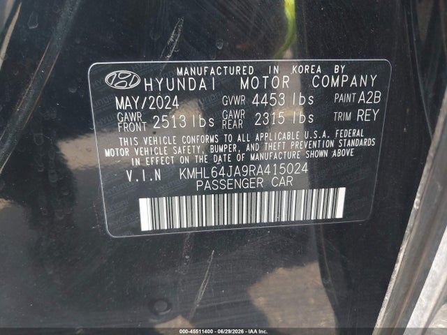 Продаж на аукціоні авто 2024 Hyundai Sonata Sel, vin: KMHL64JA9RA415024, номер лоту: 45511400