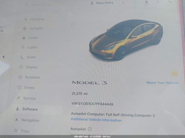 2023 Tesla Model 3 Rear-wheel Drive მანქანა იყიდება აუქციონზე, vin: 5YJ3E1EA7PF644449, აუქციონის ნომერი: 45511442