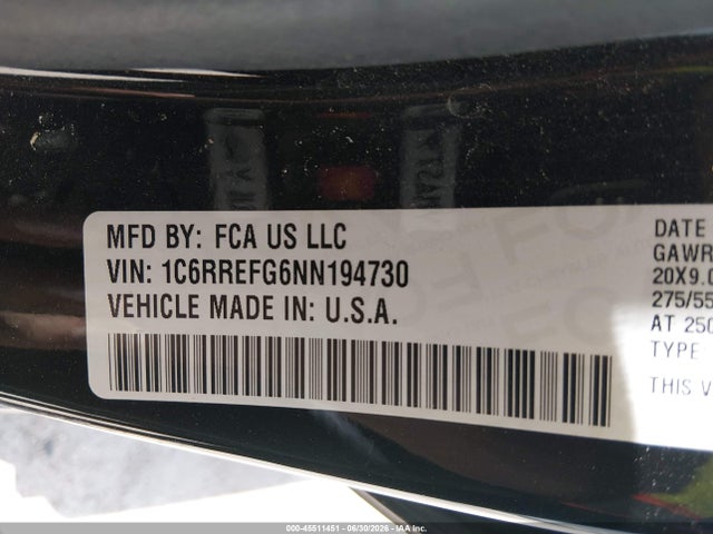 45511451 :رقم المزاد ، 1C6RREFG6NN194730 vin ، 2022 Ram 1500 Big Horn  4x2 5'7 Box مزاد بيع