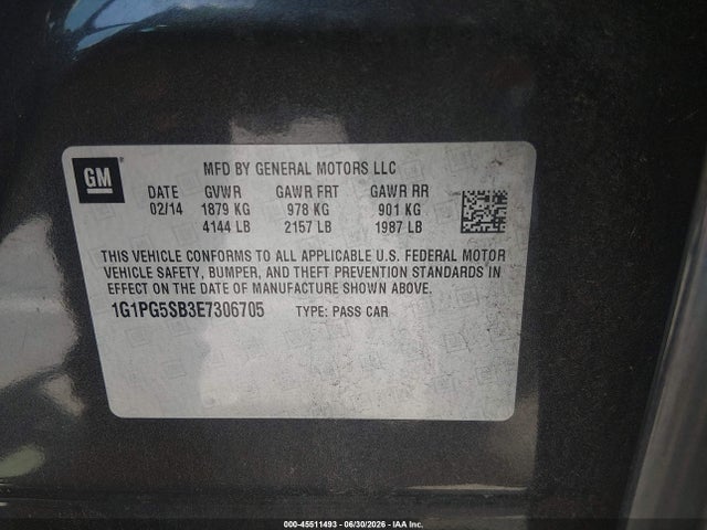 Aukcja sprzedaży 2014 Chevrolet Cruze Ltz, vin: 1G1PG5SB3E7306705, numer aukcji: 45511493