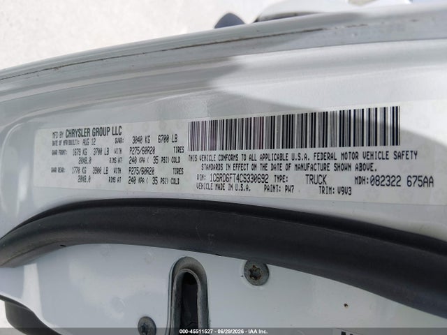 45511527 :رقم المزاد ، 1C6RD6FT4CS330692 vin ، 2012 Ram 1500 Express مزاد بيع