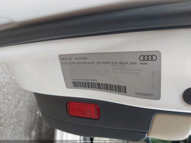 Aukcja sprzedaży 2021 Audi A5 Sportback Premium 45 Tfsi Quattro S Tronic, vin: WAUDACF57MA016003, numer aukcji: 45511535