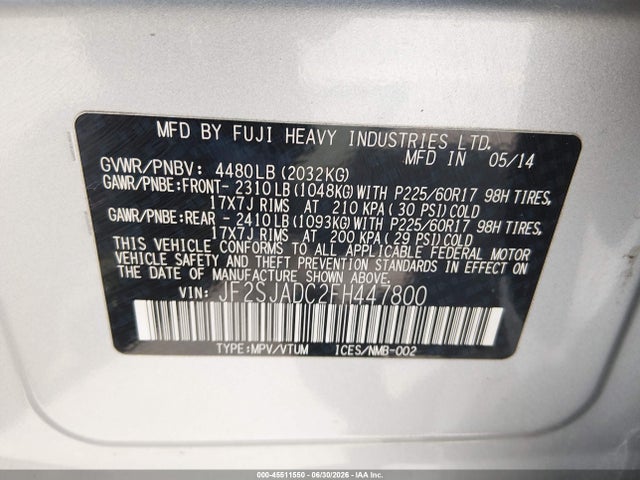 Subaru Forester 2.5i Premium 2015 JF2SJADC2FH447800 Image 9