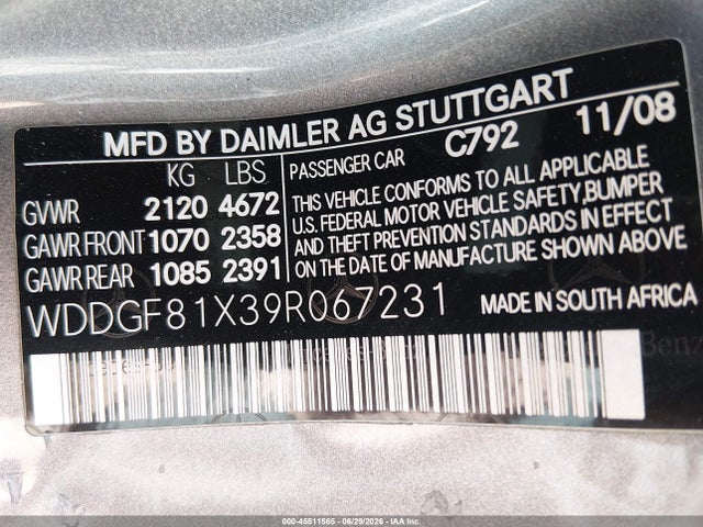 Aukcja sprzedaży 2009 Mercedes-benz C 300 Luxury 4matic/sport 4matic, vin: WDDGF81X39R067231, numer aukcji: 45511565