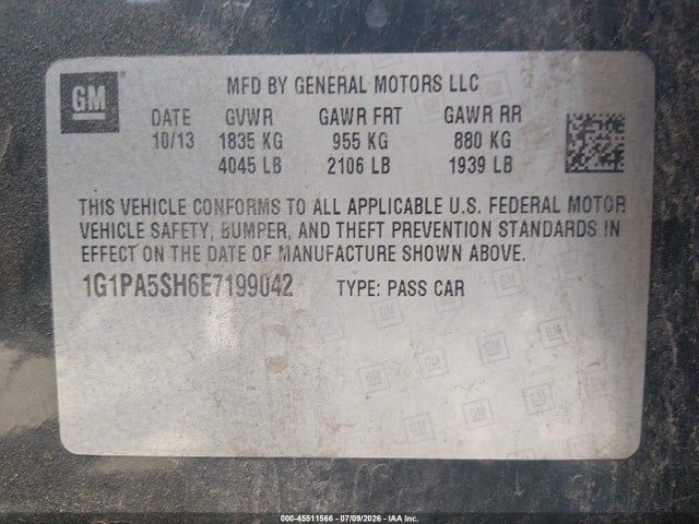 Chevrolet Cruze Ls Auto 2014 1G1PA5SH6E7199042 Image 9