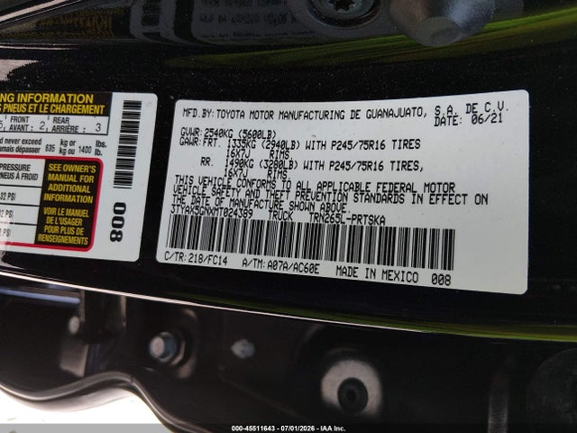 Toyota Tacoma Sr5 2021 3TYAX5GNXMT024389 Image 9