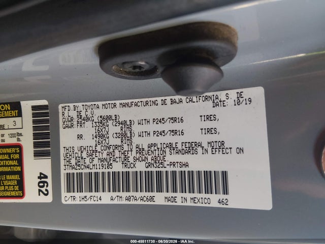 3TMAZ5CN4LM119105 Toyota Tacoma Sr5 V6