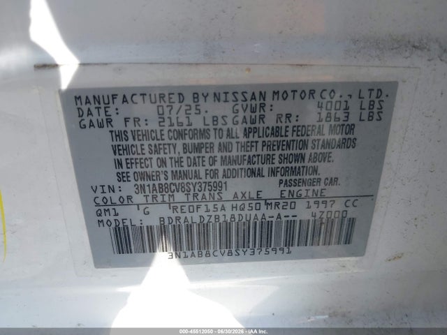 3N1AB8CV8SY375991 Nissan SENTRA SV
