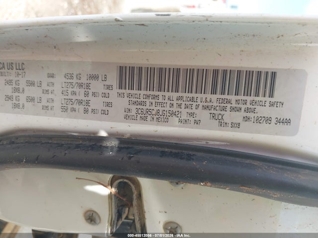 45512056 :رقم المزاد ، 3C6UR5CJ8JG150421 vin ، 2018 Ram 2500 Tradesman  4x4 6'4 Box مزاد بيع