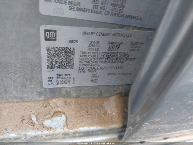 Продаж на аукціоні авто 2026 Gmc Sierra 1500 , Standard Bed, At4, 4wd, vin: 1GTUUEE82TZ153397, номер лоту: 45512172