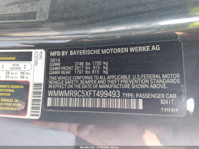 Aukcja sprzedaży 2015 Mini Convertible John Cooper Works, vin: WMWMR9C5XFT499493, numer aukcji: 45512183