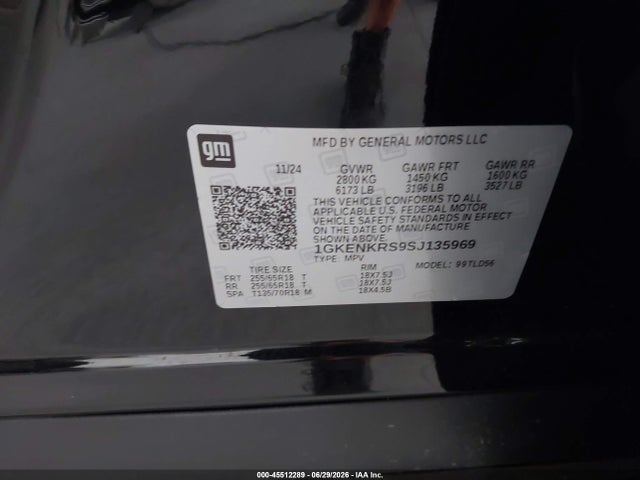 45512289 :رقم المزاد ، 1GKENKRS9SJ135969 vin ، 2025 Gmc Acadia Fwd Elevation مزاد بيع