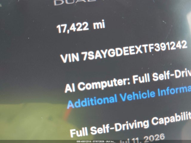 Aukcja sprzedaży 2026 Tesla Model Y All-wheel Drive/long Range Launch Series/premium All-wheel Drive, vin: 7SAYGDEEXTF391242, numer aukcji: 45512314