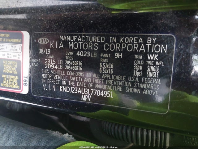 KIA SOUL LX 2020 KNDJ23AU3L7704951 Image 9
