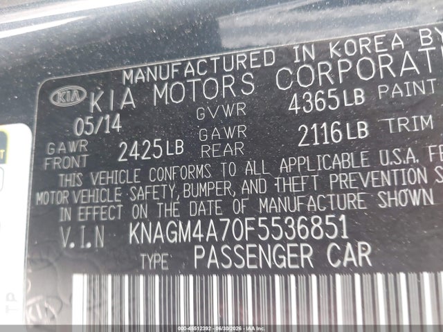 KIA Optima Lx 2015 KNAGM4A70F5536851 Image 9