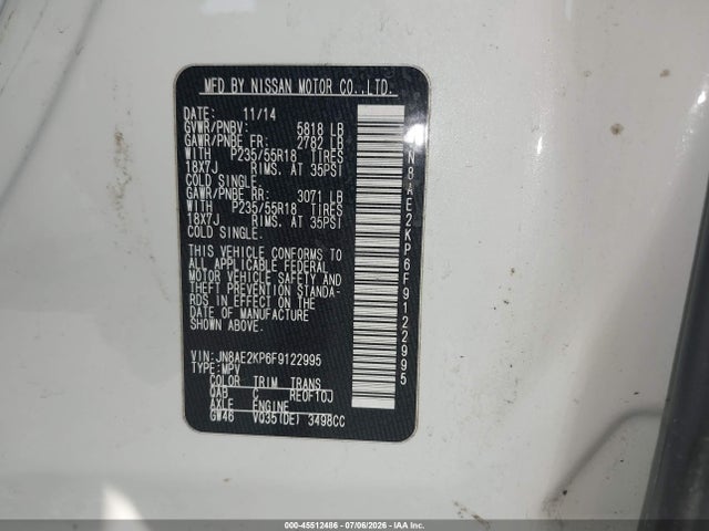 Nissan Quest Sl 2015 JN8AE2KP6F9122995 Image 9