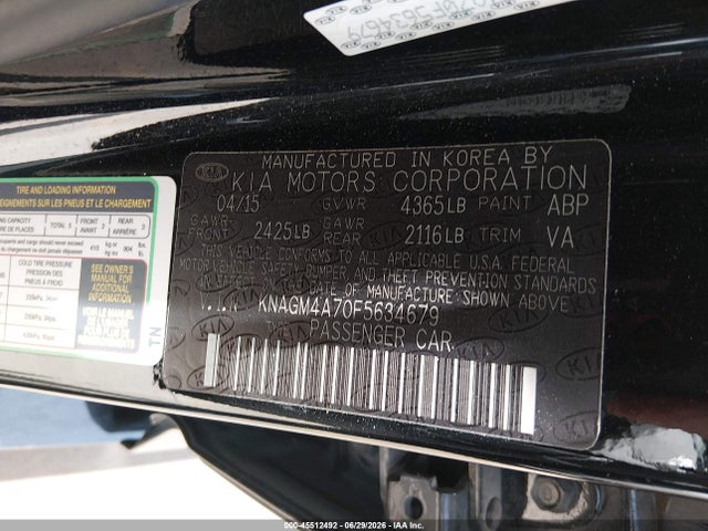 KIA Optima Lx 2015 KNAGM4A70F5634679 Image 9