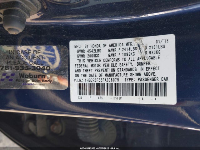 1HGCR6F55FA006079 Honda Accord Hybrid Ex-l