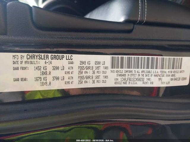 Jeep Grand Cherokee Limited 2014 1C4RJFBG1EC450232 Image 9