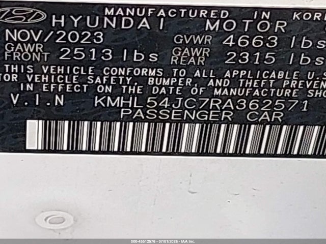Продажа на аукционе авто 2024 Hyundai Sonata N Line, vin: KMHL54JC7RA362571, номер лота: 45512576