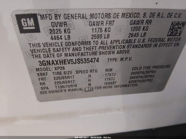Chevrolet EQUINOX LS 2018 3GNAXHEV5JS535474 Image 9