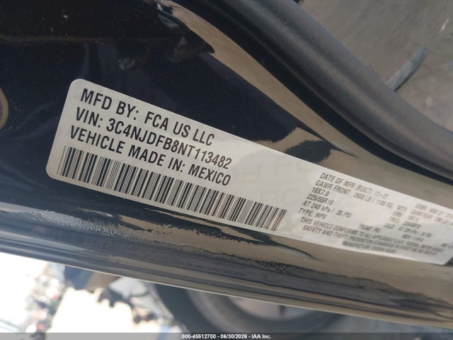 2022 Jeep Compass Latitude Lux 4x4 მანქანა იყიდება აუქციონზე, vin: 3C4NJDFB8NT113482, აუქციონის ნომერი: 45512700