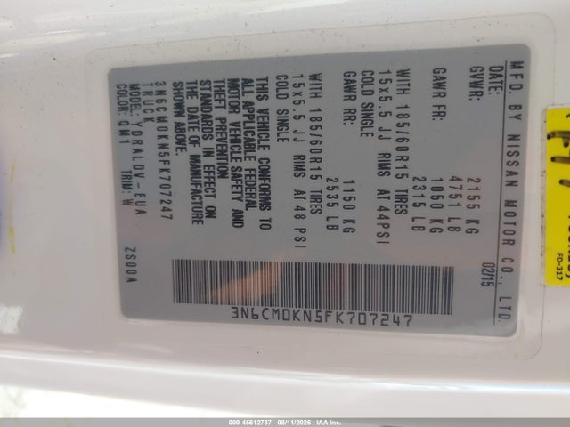 Nissan Nv200 S/sv 2015 3N6CM0KN5FK707247 Image 9
