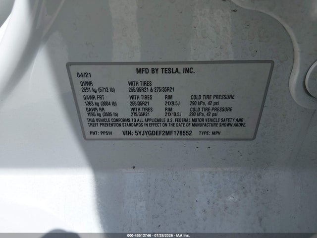 Tesla Model Y Performance Dual Motor All-wheel Drive 2021 5YJYGDEF2MF178552 Image 9