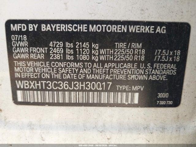 Продажа на аукционе авто 2018 Bmw X1 Xdrive28i, vin: WBXHT3C36J3H30017, номер лота: 45512800
