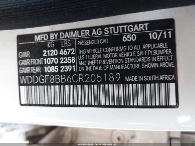 Aukcja sprzedaży 2012 Mercedes-benz C 300 Sport 4matic, vin: WDDGF8BB6CR205189, numer aukcji: 45512862