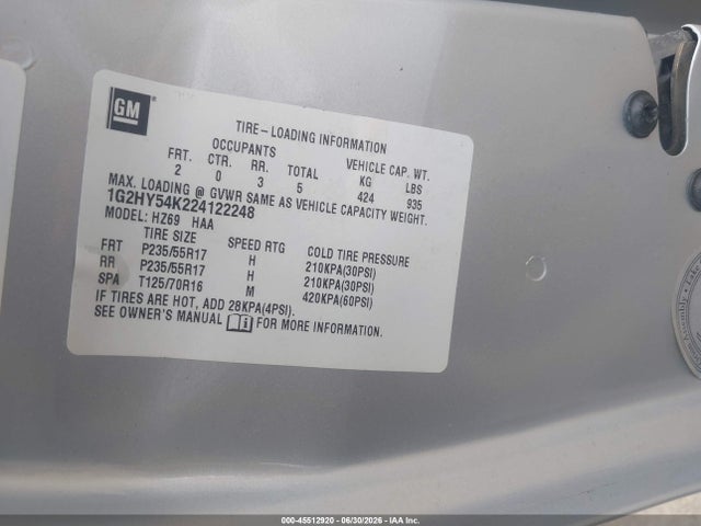 Продаж на аукціоні авто 2002 Pontiac Bonneville Sle, vin: 1G2HY54K224122248, номер лоту: 45512920