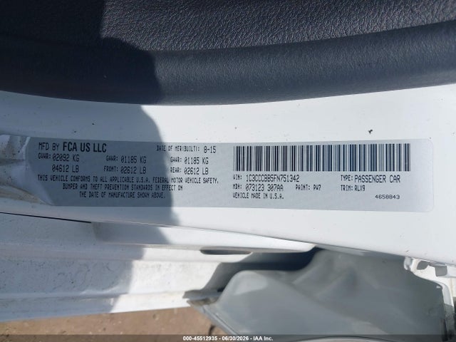 Aukcja sprzedaży 2015 Chrysler 200 S, vin: 1C3CCCBB5FN751342, numer aukcji: 45512935