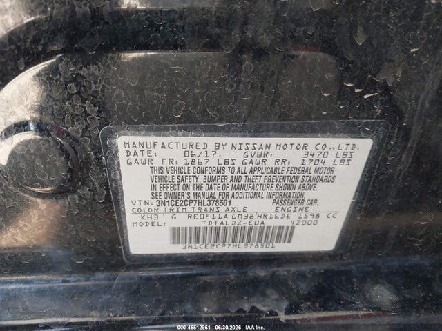 3N1CE2CP7HL378501 Nissan Versa Note Sv