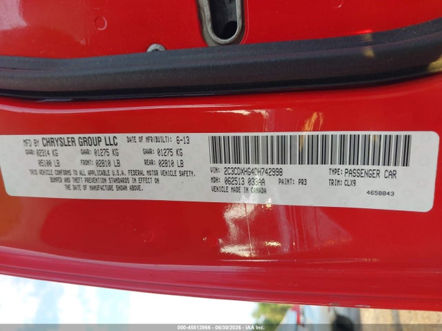 Aukcja sprzedaży 2013 Dodge Charger Sxt, vin: 2C3CDXHG4DH742998, numer aukcji: 45512966