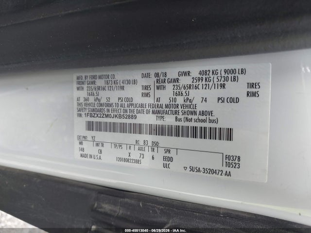 Ford Transit-350 2018 1FBZX2ZM0JKB52889 Image 9