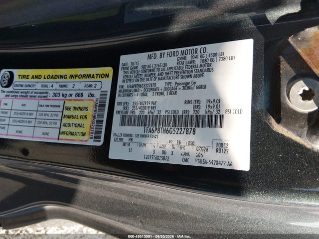 Aukcja sprzedaży 2016 Ford Mustang Ecoboost, vin: 1FA6P8TH6G5227878, numer aukcji: 45513091