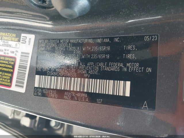5TDKBRCH0PS586506 Toyota Highlander Hybrid Xle