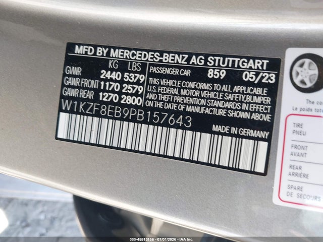 2023 Mercedes-benz E 350 4matic მანქანა იყიდება აუქციონზე, vin: W1KZF8EB9PB157643, აუქციონის ნომერი: 45513156