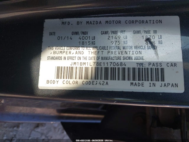 Продажа на аукционе авто 2014 Mazda Mazda3 I Touring, vin: JM1BM1L78E1170684, номер лота: 45513185