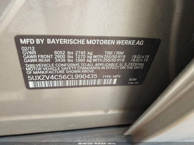 Aukcja sprzedaży 2012 Bmw X5 Xdrive35i/xdrive35i Premium/xdrive35i Sport Activity, vin: 5UXZV4C56CL990435, numer aukcji: 45513229