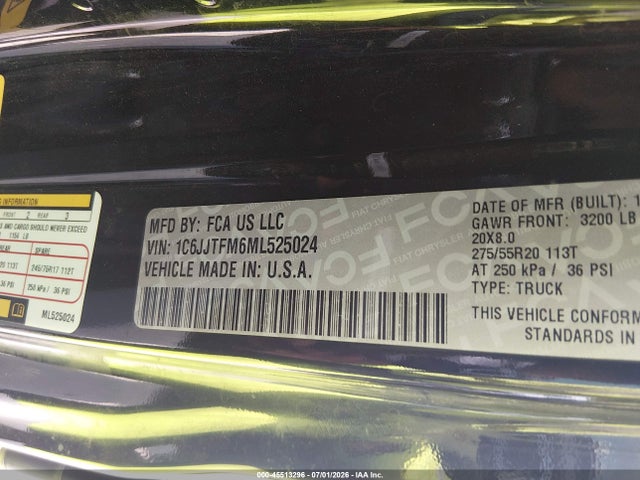 1C6JJTFM6ML525024 Jeep Gladiator High Altitude 4x4