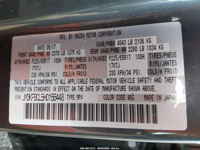Mazda Cx-5 Touring 2017 JM3KFBCL5H0156448 Image 9