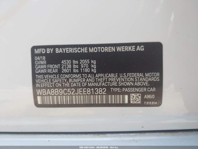 Продажа на аукционе авто 2018 Bmw 330i, vin: WBA8B9C52JEE81382, номер лота: 45513344