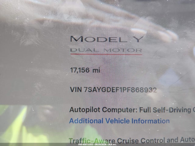 Продажа на аукционе авто 2023 Tesla Model Y Performance Dual Motor All-wheel Drive, vin: 7SAYGDEF1PF868932, номер лота: 45513353