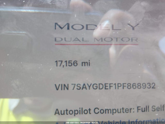 Продажа на аукционе авто 2023 Tesla Model Y Performance Dual Motor All-wheel Drive, vin: 7SAYGDEF1PF868932, номер лота: 45513353