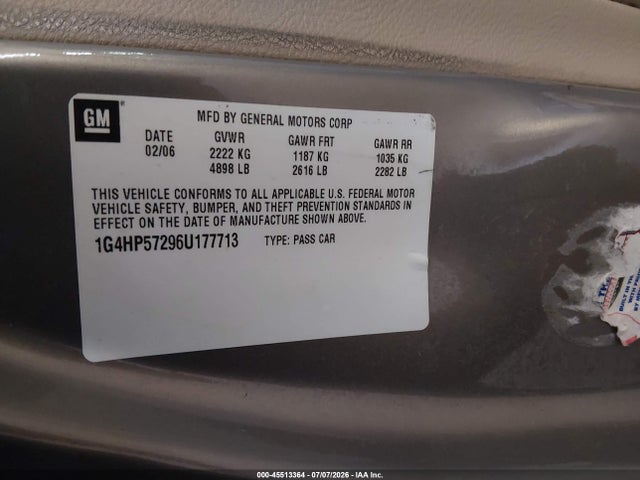 2006 Buick Lucerne Cx მანქანა იყიდება აუქციონზე, vin: 1G4HP57296U177713, აუქციონის ნომერი: 45513364