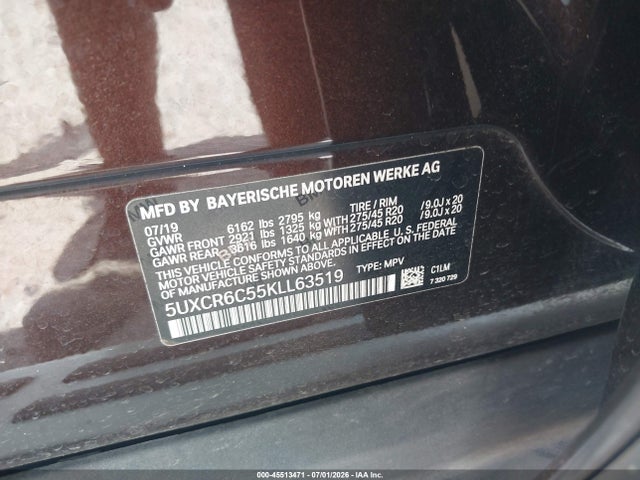 Продаж на аукціоні авто 2019 Bmw X5 Xdrive40i, vin: 5UXCR6C55KLL63519, номер лоту: 45513471