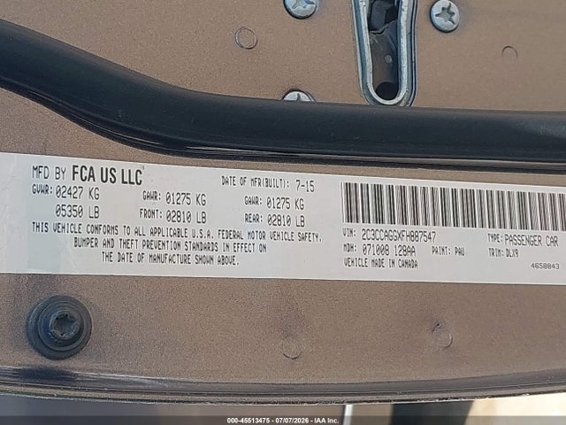 Продажа на аукционе авто 2015 Chrysler 300 300s, vin: 2C3CCAGGXFH887547, номер лота: 45513475