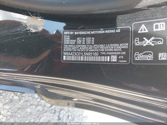 45513477 :رقم المزاد ، WBA4Z3C01L5N95160 vin ، 2020 Bmw 430i Xdrive مزاد بيع