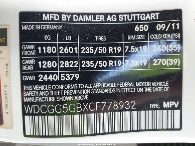 Продаж на аукціоні авто 2012 Mercedes-benz Glk 350, vin: WDCGG5GBXCF778932, номер лоту: 45513496